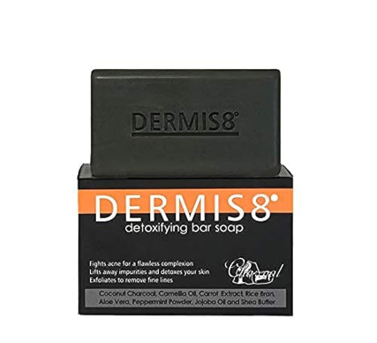 Dermis8° Detoxifying Soap Bar with Coconut Charcoal & Peppermint – 200g Deep Cleansing Facial & Body Soap - görsel 1