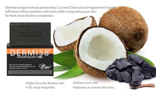 Dermis8° Detoxifying Soap Bar with Coconut Charcoal & Peppermint – 200g Deep Cleansing Facial & Body Soap - görsel 8
