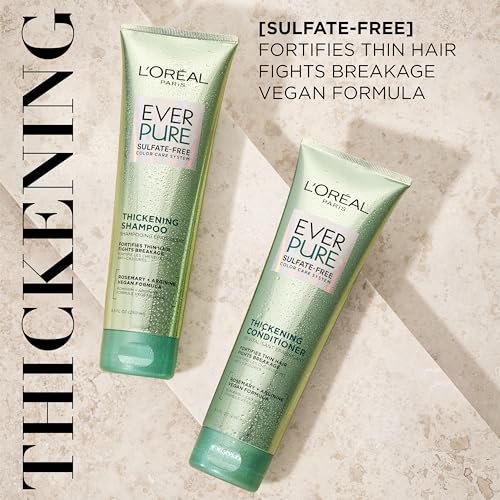 L'Oreal Paris EverPure Thickening Sulfate Free Shampoo and Conditioner Set for Thin, Fragile Hair - 8.5 Fl Oz Each Avelisse
