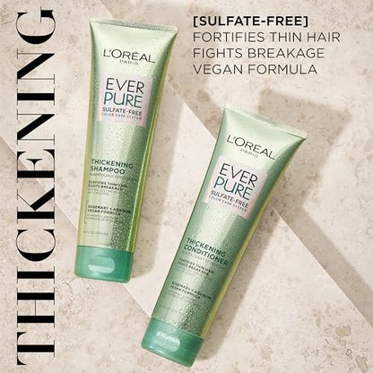 L'Oreal Paris EverPure Thickening Sulfate Free Shampoo and Conditioner Set for Thin, Fragile Hair - 8.5 Fl Oz Each Avelisse