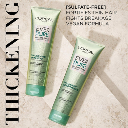 L'Oreal Paris EverPure Thickening Sulfate Free Shampoo and Conditioner Set for Thin, Fragile Hair - 8.5 Fl Oz Each Avelisse