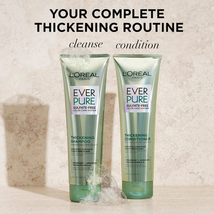 L'Oreal Paris EverPure Thickening Sulfate Free Shampoo and Conditioner Set for Thin, Fragile Hair - 8.5 Fl Oz Each Avelisse