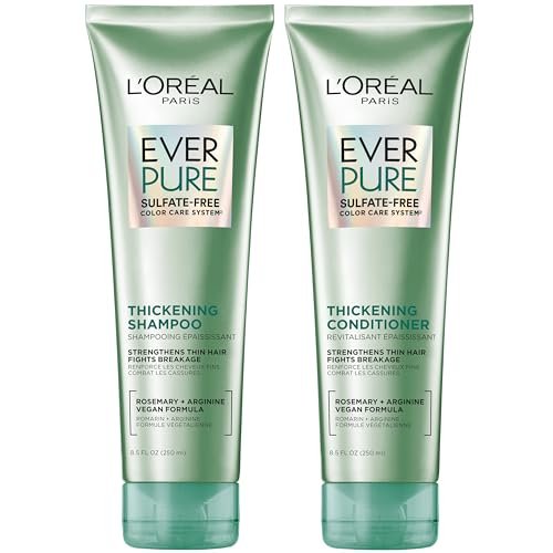 L'Oreal Paris EverPure Thickening Sulfate Free Shampoo and Conditioner Set for Thin, Fragile Hair - 8.5 Fl Oz Each Avelisse