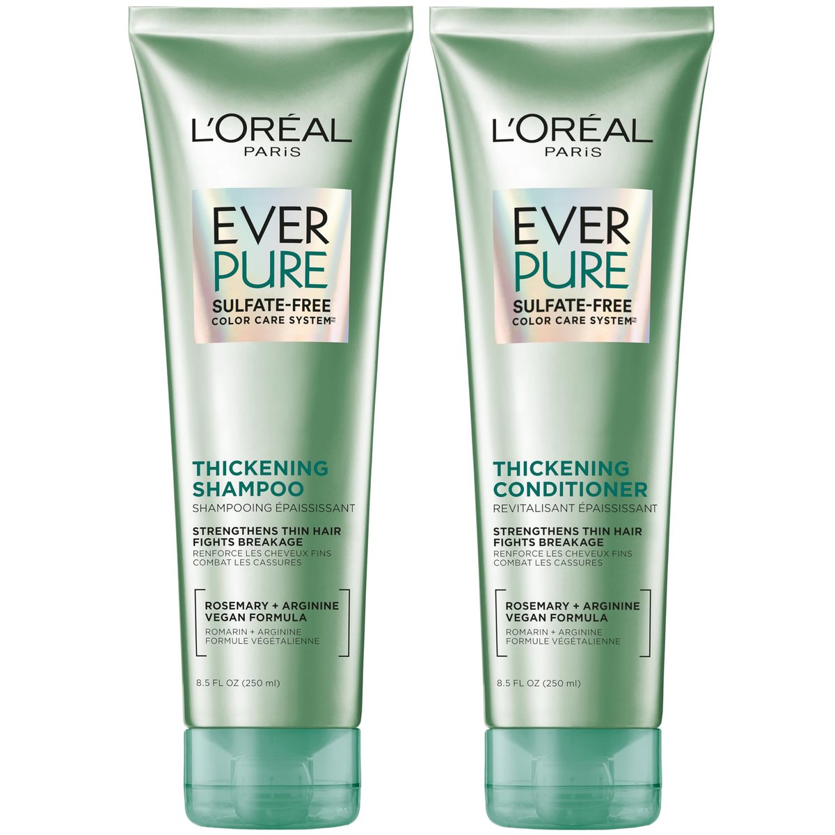 L'Oreal Paris EverPure Thickening Sulfate Free Shampoo and Conditioner Set for Thin, Fragile Hair - 8.5 Fl Oz Each Avelisse