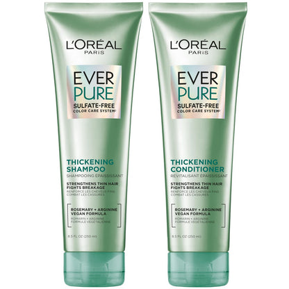 L'Oreal Paris EverPure Thickening Sulfate Free Shampoo and Conditioner Set for Thin, Fragile Hair - 8.5 Fl Oz Each Avelisse