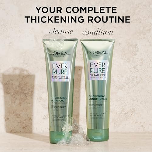 L'Oreal Paris EverPure Thickening Sulfate Free Shampoo and Conditioner Set for Thin, Fragile Hair - 8.5 Fl Oz Each Avelisse