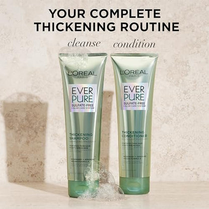 L'Oreal Paris EverPure Thickening Sulfate Free Shampoo and Conditioner Set for Thin, Fragile Hair - 8.5 Fl Oz Each Avelisse