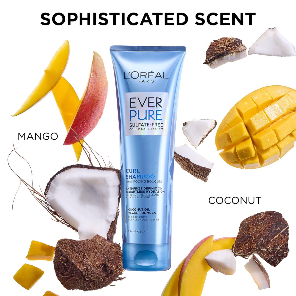 L'Oreal Paris EverPure Sulfate Free Shampoo and Conditioner Set for Curly Hair, Lightweight Anti-Frizz Coconut Oil, 8.5 Fl Oz Each (Pack of 2) - görsel 12