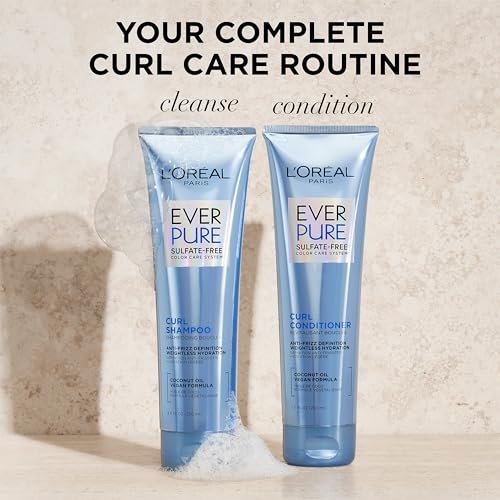 L'Oreal Paris EverPure Sulfate Free Shampoo and Conditioner Set for Curly Hair, Lightweight Anti-Frizz Coconut Oil, 8.5 Fl Oz Each (Pack of 2) - görsel 13