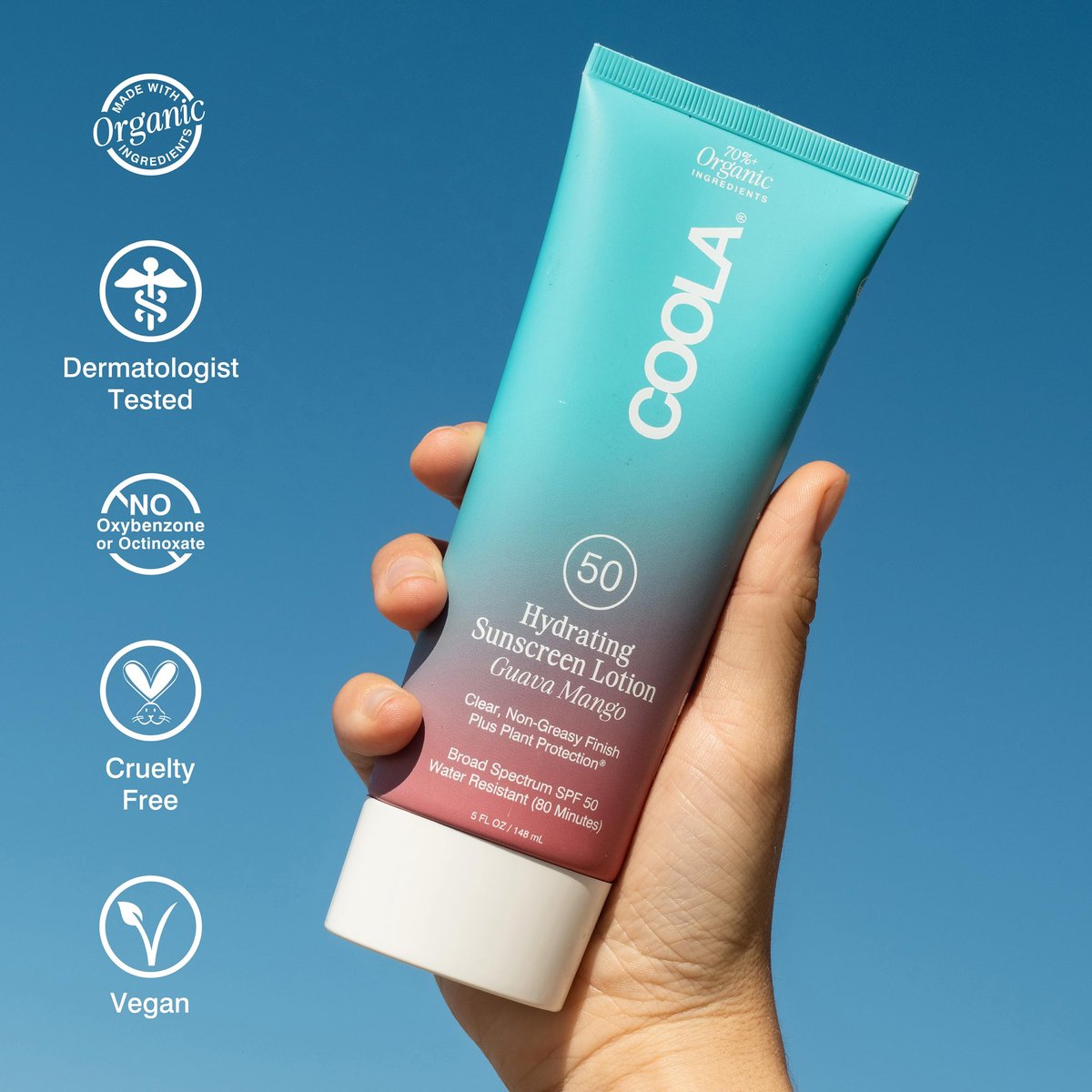 COOLA Organic Sunscreen SPF 50 Sunblock Body Lotion – Dermatologist Tested, Vegan & Gluten Free, Guava Mango Scent, 5 Fl Oz Avelisse