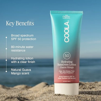 COOLA Organic Sunscreen SPF 50 Sunblock Body Lotion – Dermatologist Tested, Vegan & Gluten Free, Guava Mango Scent, 5 Fl Oz Avelisse