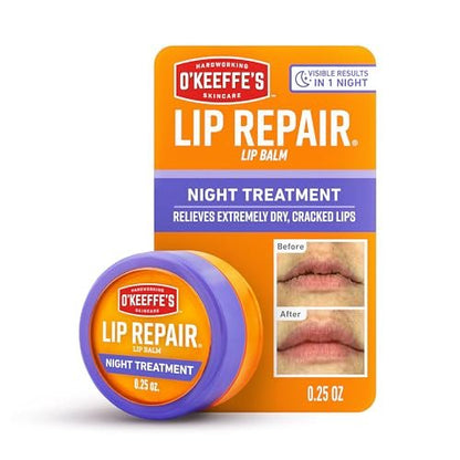 O'Keeffe's Lip Repair Night Treatment Lip Balm for Dry, Cracked Lips - 0.25 oz Jar