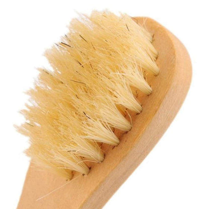 Natural Bristles Wooden Face Cleaning Brush - Wood Handle Facial Cleanser & Exfoliating Brush for Skin Care (Pack of 2)