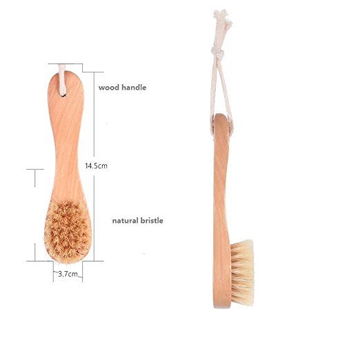 Natural Bristles Wooden Face Cleaning Brush - Wood Handle Facial Cleanser & Exfoliating Brush for Skin Care (Pack of 2) - görsel 6