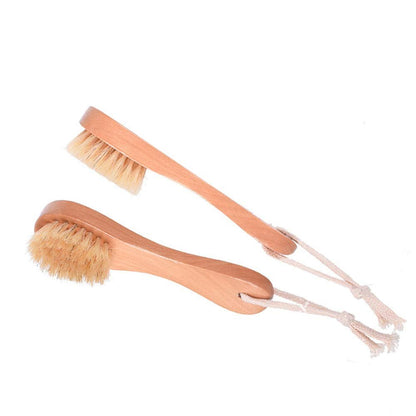 Natural Bristles Wooden Face Cleaning Brush - Wood Handle Facial Cleanser & Exfoliating Brush for Skin Care (Pack of 2)