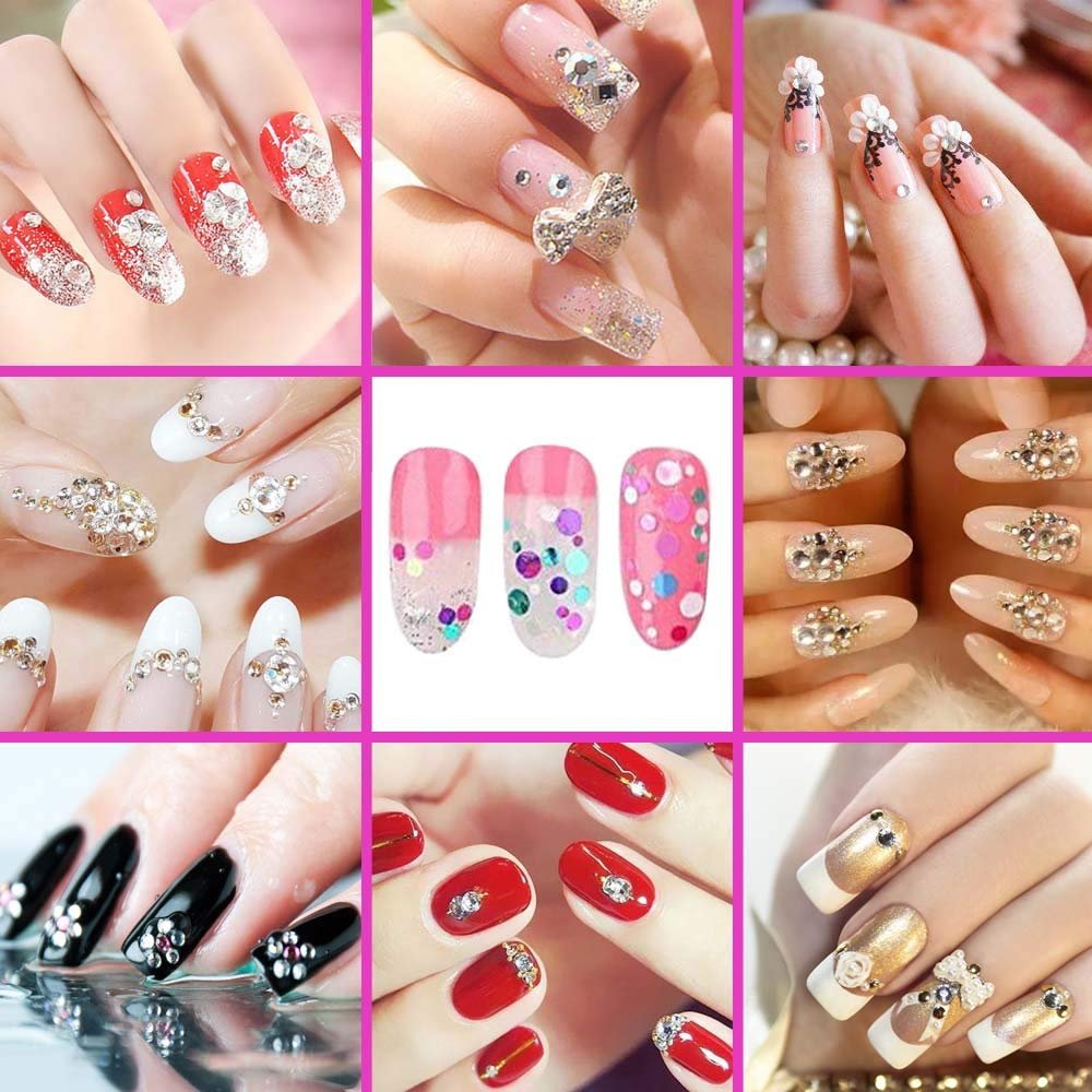 6400pcs Nail Art Rhinestones Kit – Acrylic Crystal Gems & Sequins with Tweezers & Wax Pen for DIY Nail Art - görsel 11
