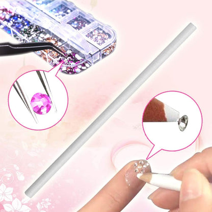 6400pcs Nail Art Rhinestones Kit – Acrylic Crystal Gems & Sequins with Tweezers & Wax Pen for DIY Nail Art