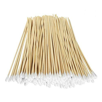 Yinghezu 200 Count 6-Inch Wooden Handle Cotton Swabs – Long Cotton Tipped Applicators for Makeup, Cleaning, and Precision Use