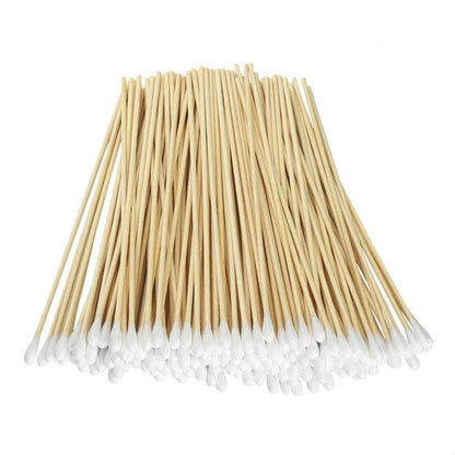 Yinghezu 200 Count 6-Inch Wooden Handle Cotton Swabs – Long Cotton Tipped Applicators for Makeup, Cleaning, and Precision Use