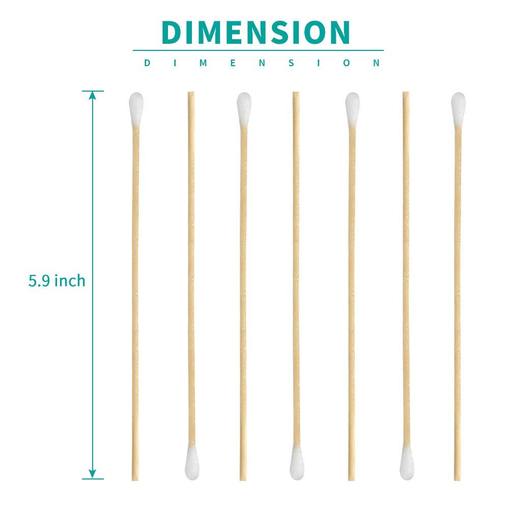 Yinghezu 200 Count 6-Inch Wooden Handle Cotton Swabs – Long Cotton Tipped Applicators for Makeup, Cleaning, and Precision Use - görsel 4