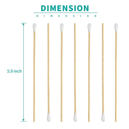 Yinghezu 200 Count 6-Inch Wooden Handle Cotton Swabs – Long Cotton Tipped Applicators for Makeup, Cleaning, and Precision Use