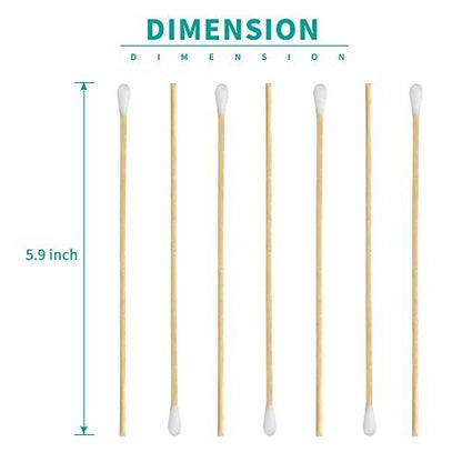 Yinghezu 200 Count 6-Inch Wooden Handle Cotton Swabs – Long Cotton Tipped Applicators for Makeup, Cleaning, and Precision Use