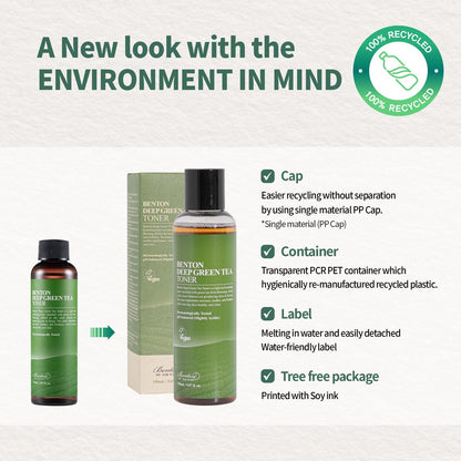BENTON Green Tea Toner - Hydrating & Soothing Face Toner for Sensitive Skin, 5.07 Fl Oz Avelisse