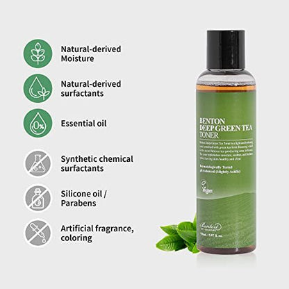 BENTON Green Tea Toner - Hydrating & Soothing Face Toner for Sensitive Skin, 5.07 Fl Oz Avelisse