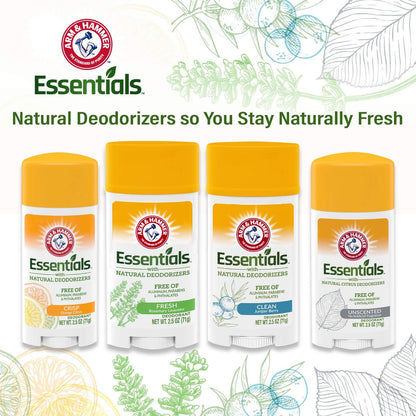 Arm & Hammer Essentials Deodorant - Crisp Orange Citrus, 2.5 oz (Pack of 6) - Natural Deodorant with Baking Soda Avelisse