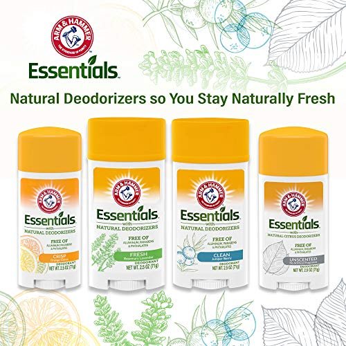Arm & Hammer Essentials Deodorant - Crisp Orange Citrus, 2.5 oz (Pack of 6) - Natural Deodorant with Baking Soda Avelisse