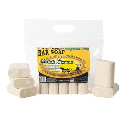 Amish Farms Fragrance Free Bar Soap with Bentonite Clay 5 oz Bars (5 Pack) - Vegan, Made in USA, Moisturizing for Sensitive Skin