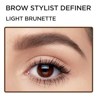 L'Oreal Paris Brow Stylist Definer Waterproof Eyebrow Pencil - Ultra-Fine Mechanical Pencil, Light Brunette, 0.003 oz (Pack of 2)