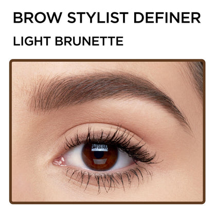 L'Oreal Paris Brow Stylist Definer Waterproof Eyebrow Pencil - Ultra-Fine Mechanical Pencil, Light Brunette, 0.003 oz (Pack of 2)
