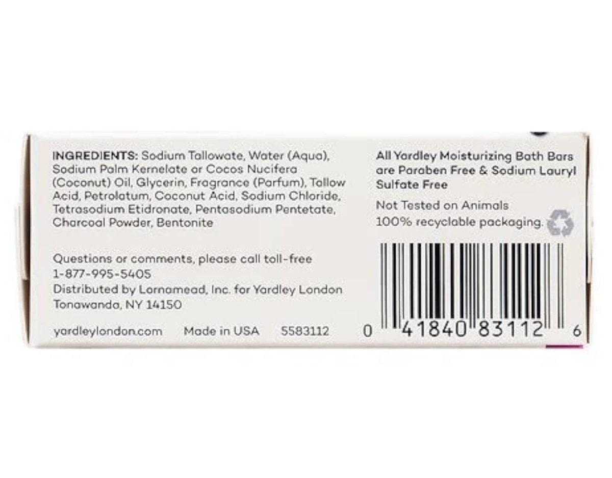 Yardley London Activated Charcoal Bath Bar 4oz - 3 Pack (12 oz Total) - Deep Cleansing Soap for Face & Body - görsel 12
