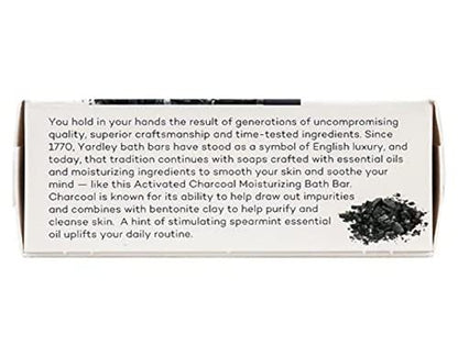 Yardley London Activated Charcoal Bath Bar 4oz - 3 Pack (12 oz Total) - Deep Cleansing Soap for Face & Body
