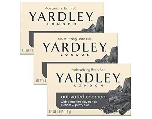 Yardley London Activated Charcoal Bath Bar 4oz - 3 Pack (12 oz Total) - Deep Cleansing Soap for Face & Body - görsel 1