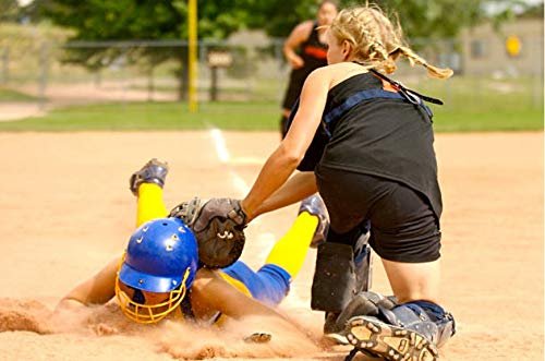 Kenz Laurenz Softball Bow Gifts - Yellow Red Stitching Ribbon Hair Ties for Girls Team Spirit Ponytail Holders (Softball Bow 1) Avelisse