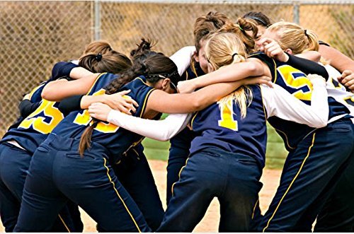 Kenz Laurenz Softball Bow Gifts - Yellow Red Stitching Ribbon Hair Ties for Girls Team Spirit Ponytail Holders (Softball Bow 1) Avelisse