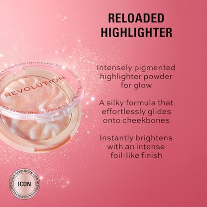 Revolution Reloaded Pressed Powder Highlighter – Dare to Divulge – Intensely Pigmented Highlighter for a Dewy, High-Impact Glow