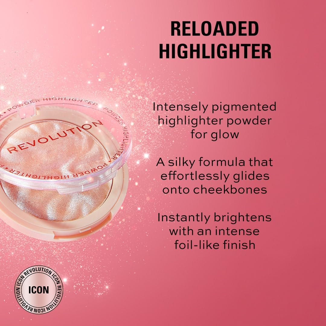 Revolution Reloaded Pressed Powder Highlighter – Dare to Divulge – Intensely Pigmented Highlighter for a Dewy, High-Impact Glow - görsel 4