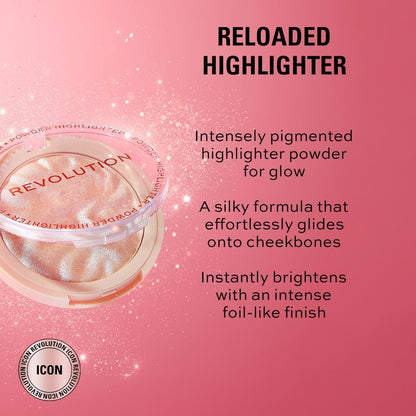 Revolution Reloaded Pressed Powder Highlighter – Dare to Divulge – Intensely Pigmented Highlighter for a Dewy, High-Impact Glow