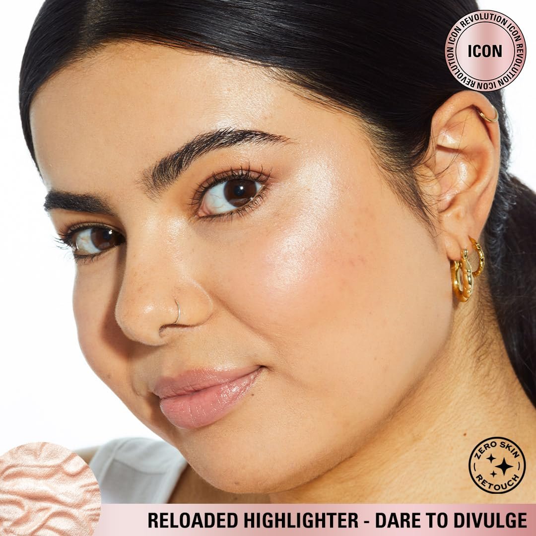 Revolution Reloaded Pressed Powder Highlighter – Dare to Divulge – Intensely Pigmented Highlighter for a Dewy, High-Impact Glow - görsel 8