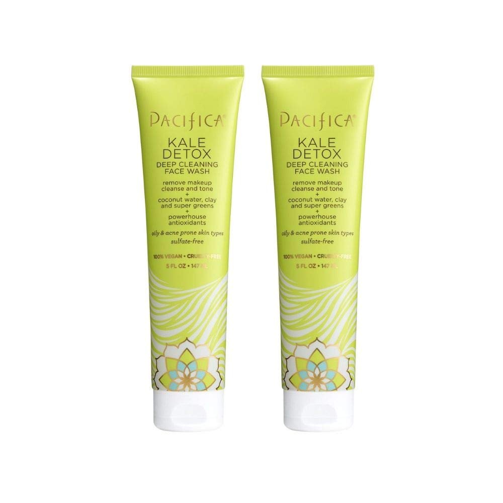 Pacifica Beauty Kale Detox Deep Cleaning Face Wash Set - 2 Pack, Sulfate Free, Vegan Face Cleanser for Oily & Blemish Prone Skin Avelisse