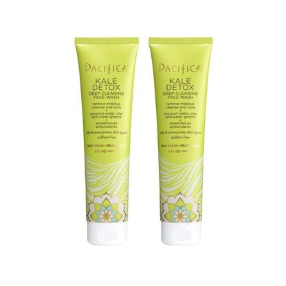 Pacifica Beauty Kale Detox Deep Cleaning Face Wash Set - 2 Pack, Sulfate Free, Vegan Face Cleanser for Oily & Blemish Prone Skin Avelisse