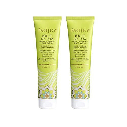 Pacifica Beauty Kale Detox Deep Cleaning Face Wash Set - 2 Pack, Sulfate Free, Vegan Face Cleanser for Oily & Blemish Prone Skin Avelisse