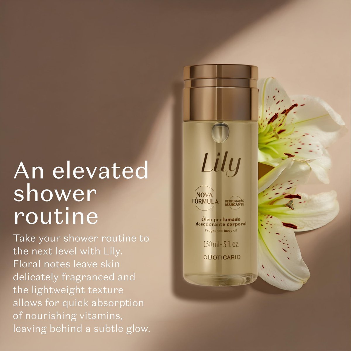 Lily Scented Body Oil - Lightweight Fast Absorbing Moisturizing Body Oil, 5 oz Avelisse