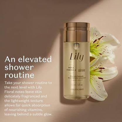 Lily Scented Body Oil - Lightweight Fast Absorbing Moisturizing Body Oil, 5 oz Avelisse