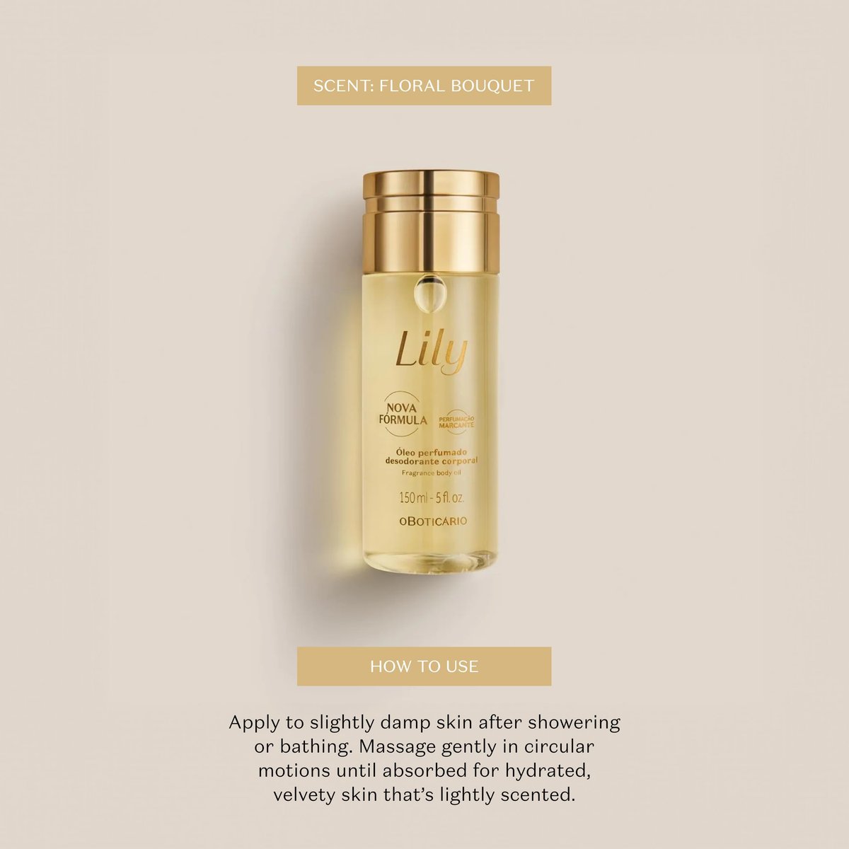 Lily Scented Body Oil - Lightweight Fast Absorbing Moisturizing Body Oil, 5 oz Avelisse
