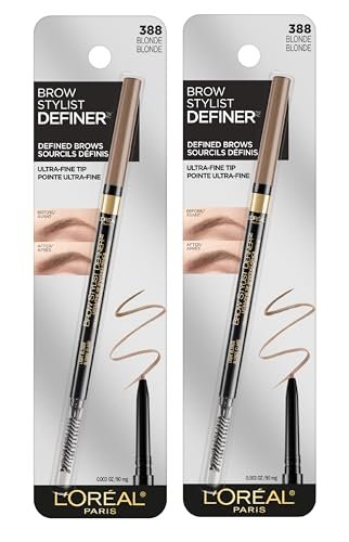 L'Oreal Paris Brow Stylist Definer Waterproof Eyebrow Pencil - Ultra-Fine Mechanical Pencil, Blonde, 0.003 oz (Pack of 2)