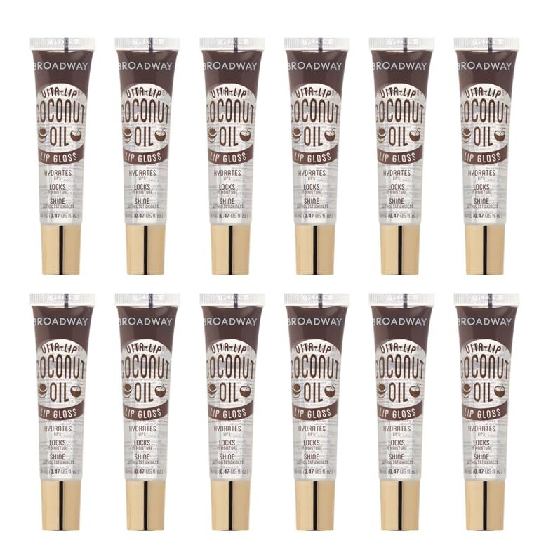 Ruby Kisses Broadway Vita-Lip Clear Lip Gloss (Coconut Oil 12 Pack) – Ultra-Hydrating, Non-Sticky High-Shine Finish Avelisse